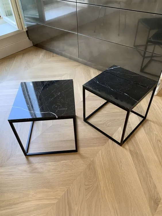 Marble and steel furniture detail by MetalX