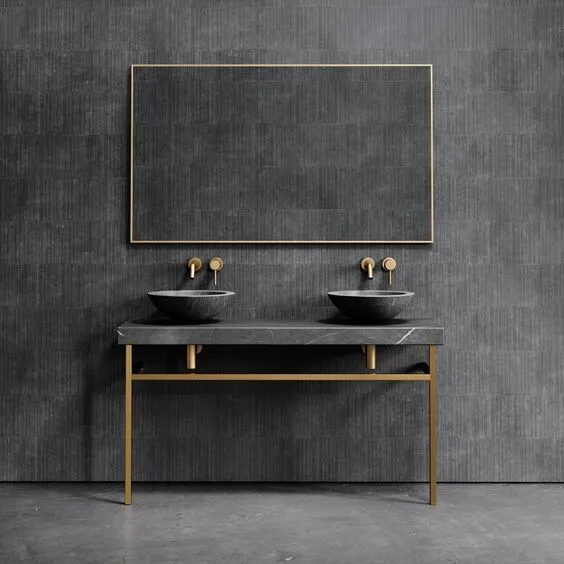 Marble and steel vanity unit crafted in Malta