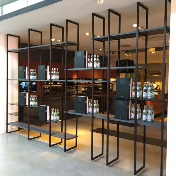 Sleek metal display shelving by MetalX Malta